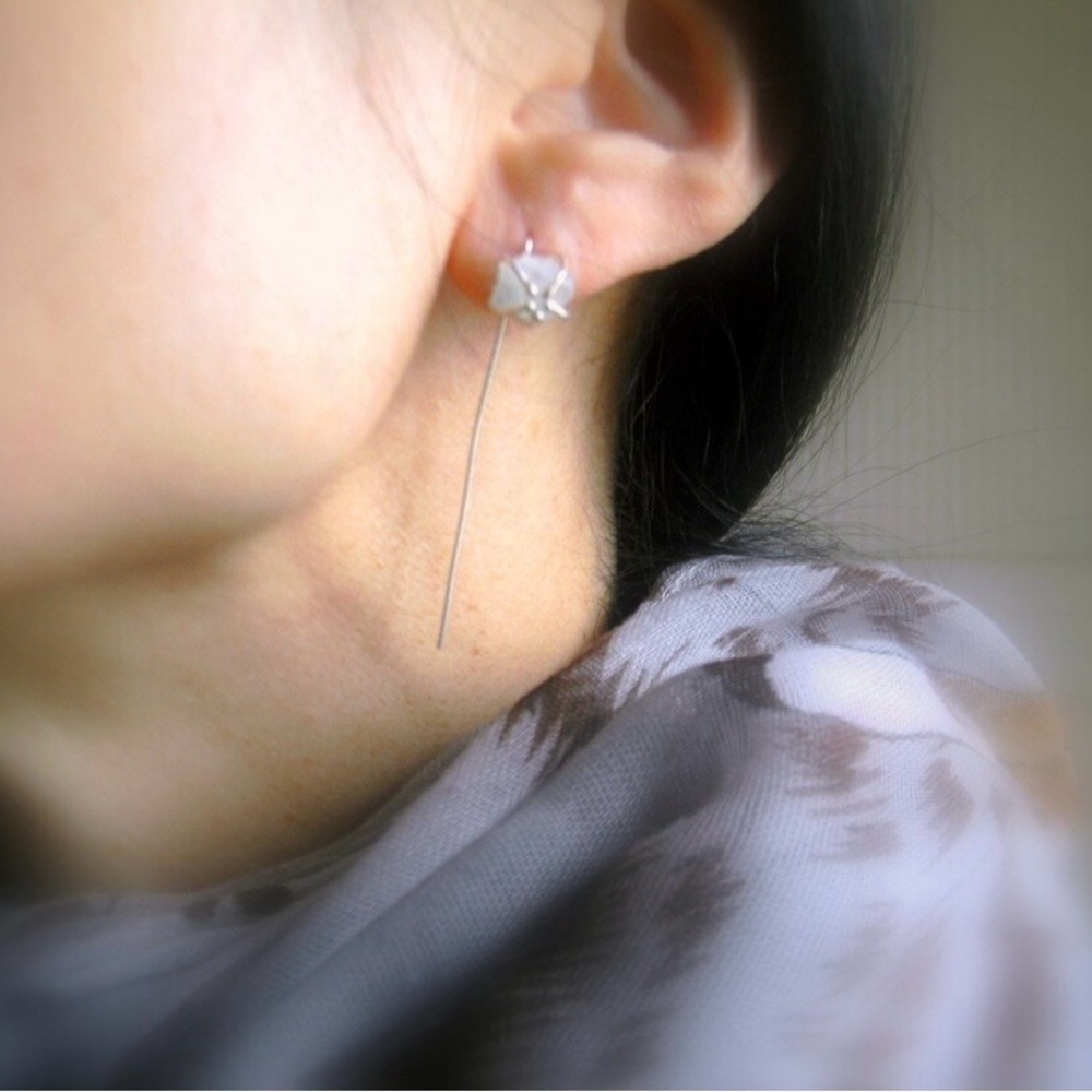 Raw Aquamarine Earrings • March Birthstone